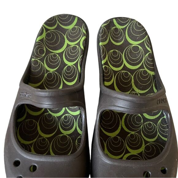 CROCS Frances Brown Slip On Mary Jane Style 3" Wedge Mules Clogs Women's Size 8 - Picture 12 of 12